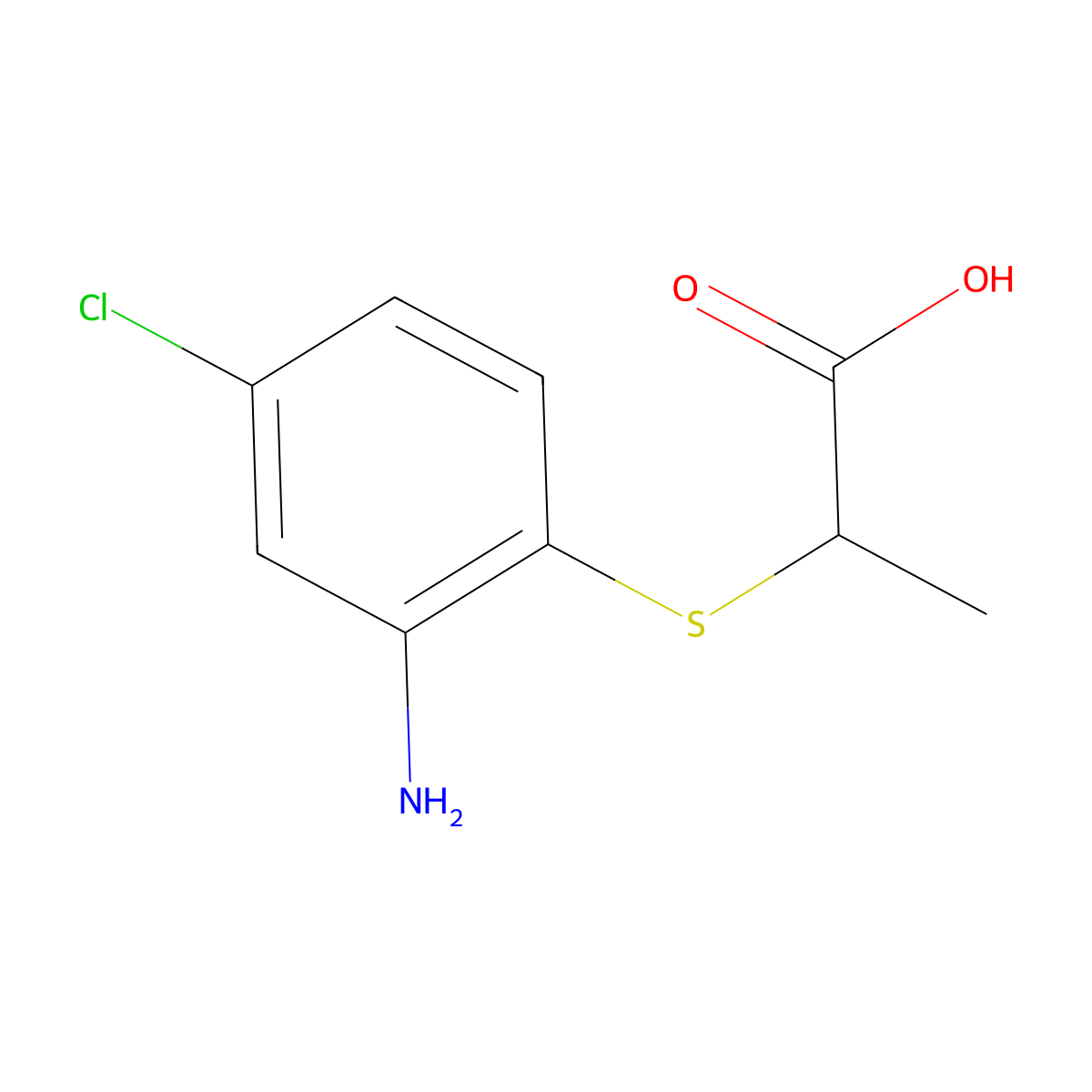 2-[(2-Amino-4-chlorophenyl)sulfanyl]propanoic acid molecular structure, CAS 1249097-16-2