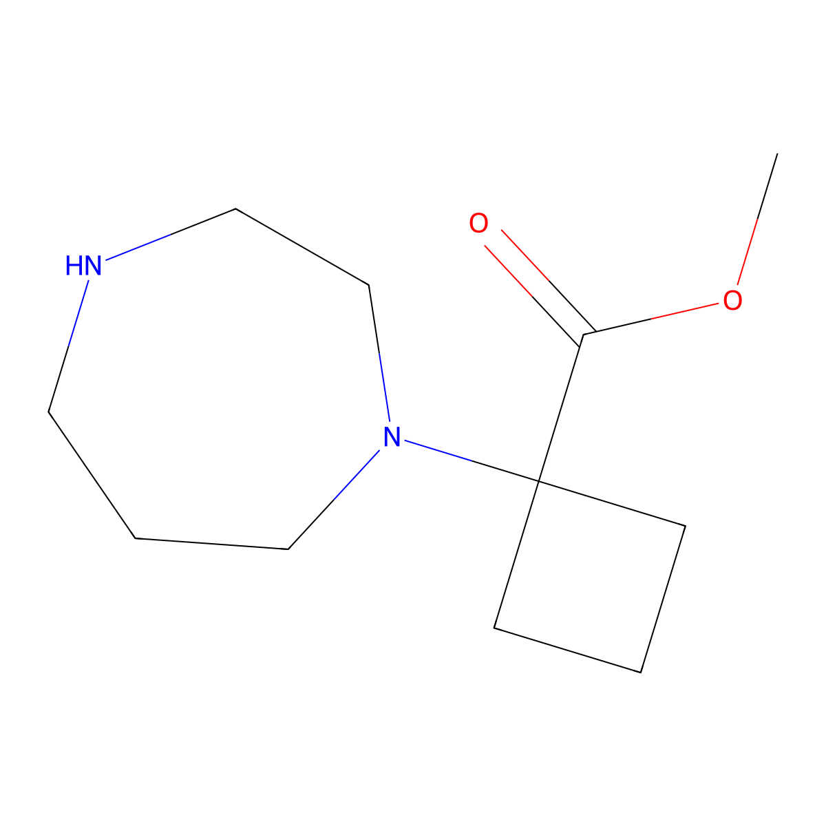 Methyl 1-(1,4-diazepan-1-yl)cyclobutane-1-carboxylate molecular structure, CAS 1249097-17-3