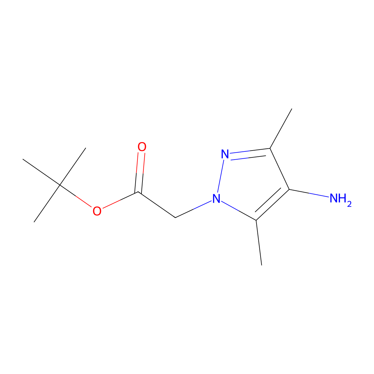 tert-Butyl 2-(4-amino-3,5-dimethyl-1H-pyrazol-1-yl)acetate molecular structure, CAS 1249097-30-0