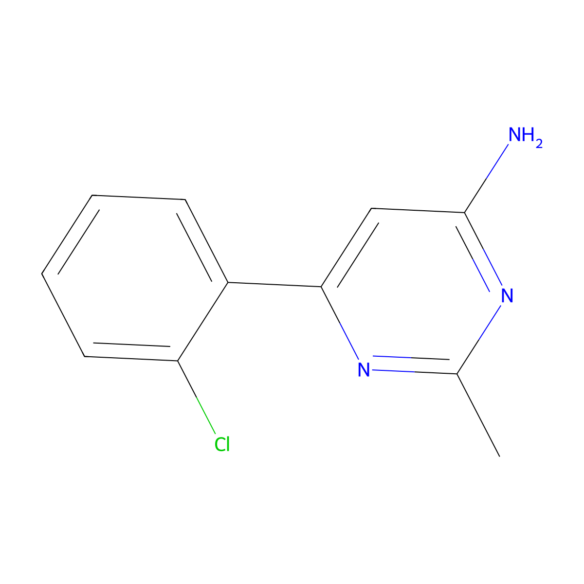 6-(2-Chlorophenyl)-2-methylpyrimidin-4-amine molecular structure, CAS 1249098-57-4