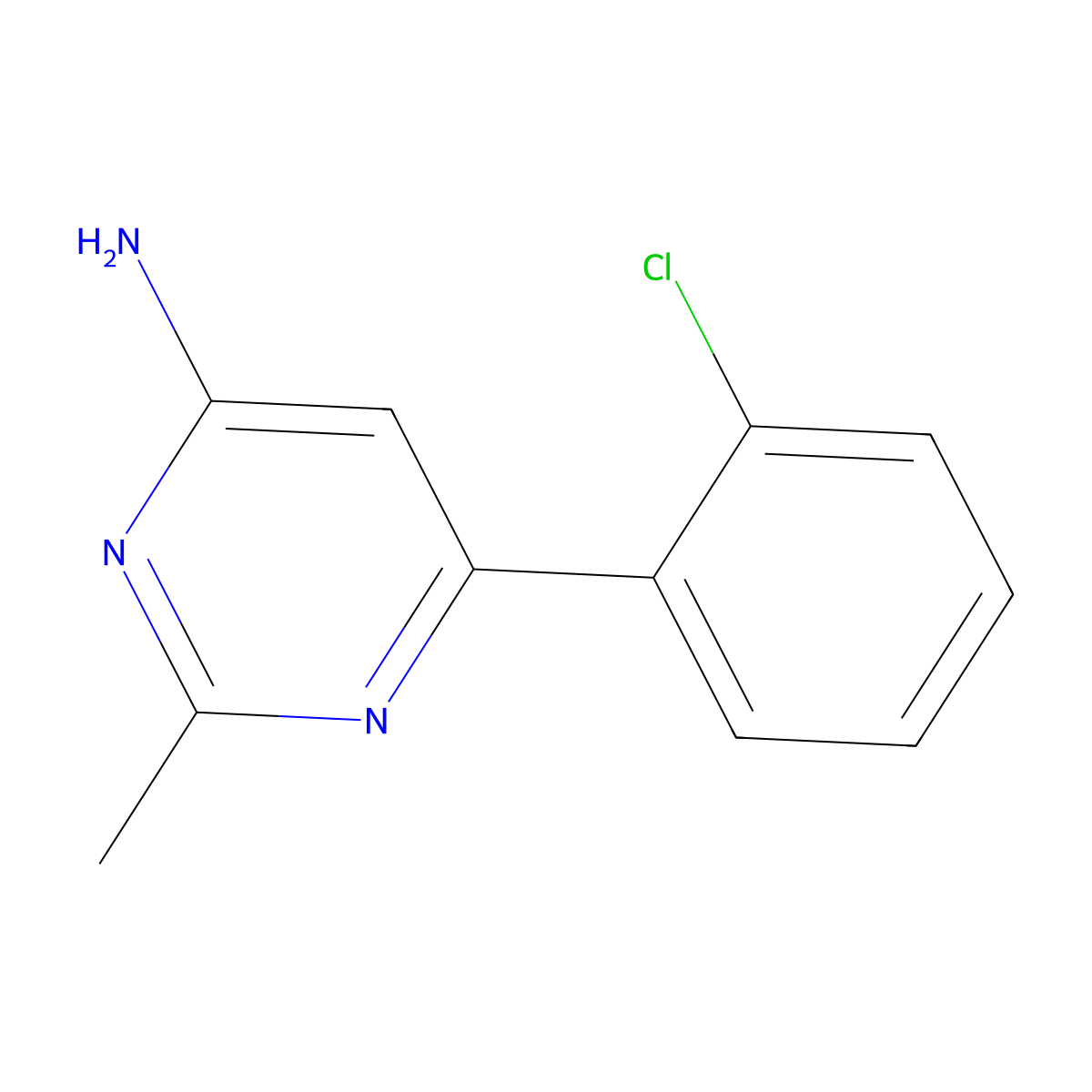6-(2-Chlorophenyl)-2-methylpyrimidin-4-amine molecular structure, CAS 1249098-57-4