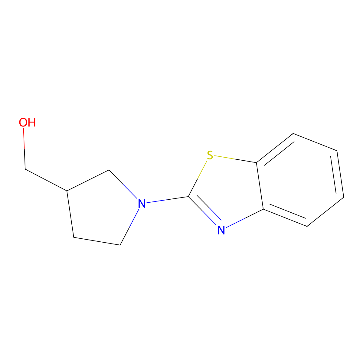 (1-(Benzo[d]thiazol-2-yl)pyrrolidin-3-yl)methanol molecular structure, CAS 1249099-42-0