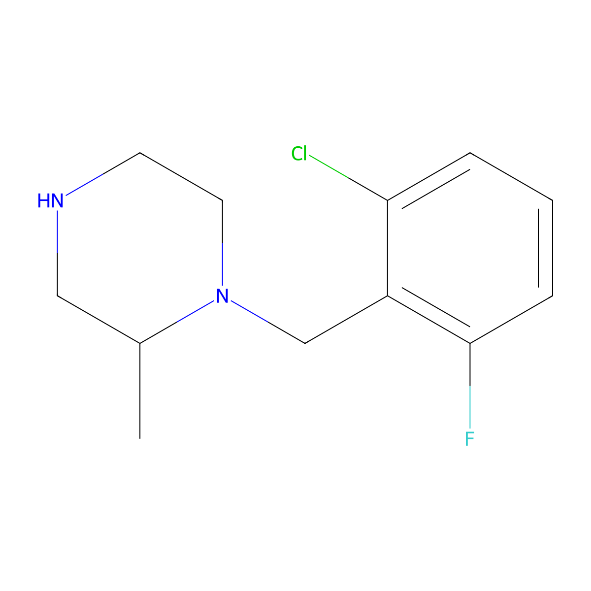 1-(2-Chloro-6-fluorobenzyl)-2-methylpiperazine molecular structure, CAS 1249099-73-7