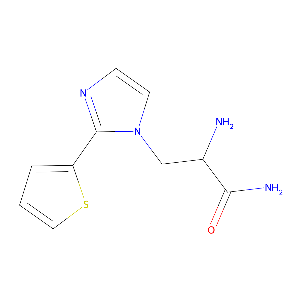 2-Amino-3-(2-(thiophen-2-yl)-1h-imidazol-1-yl)propanamide molecular structure, CAS 1249102-11-1