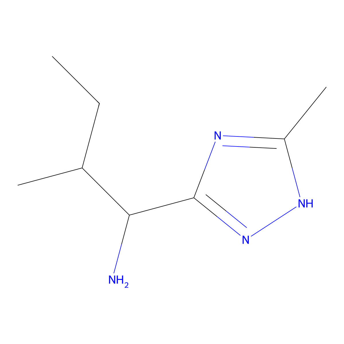 2-methyl-1-(5-methyl-1H-1,2,4-triazol-3-yl)butan-1-amine molecular structure, CAS 1249103-73-8