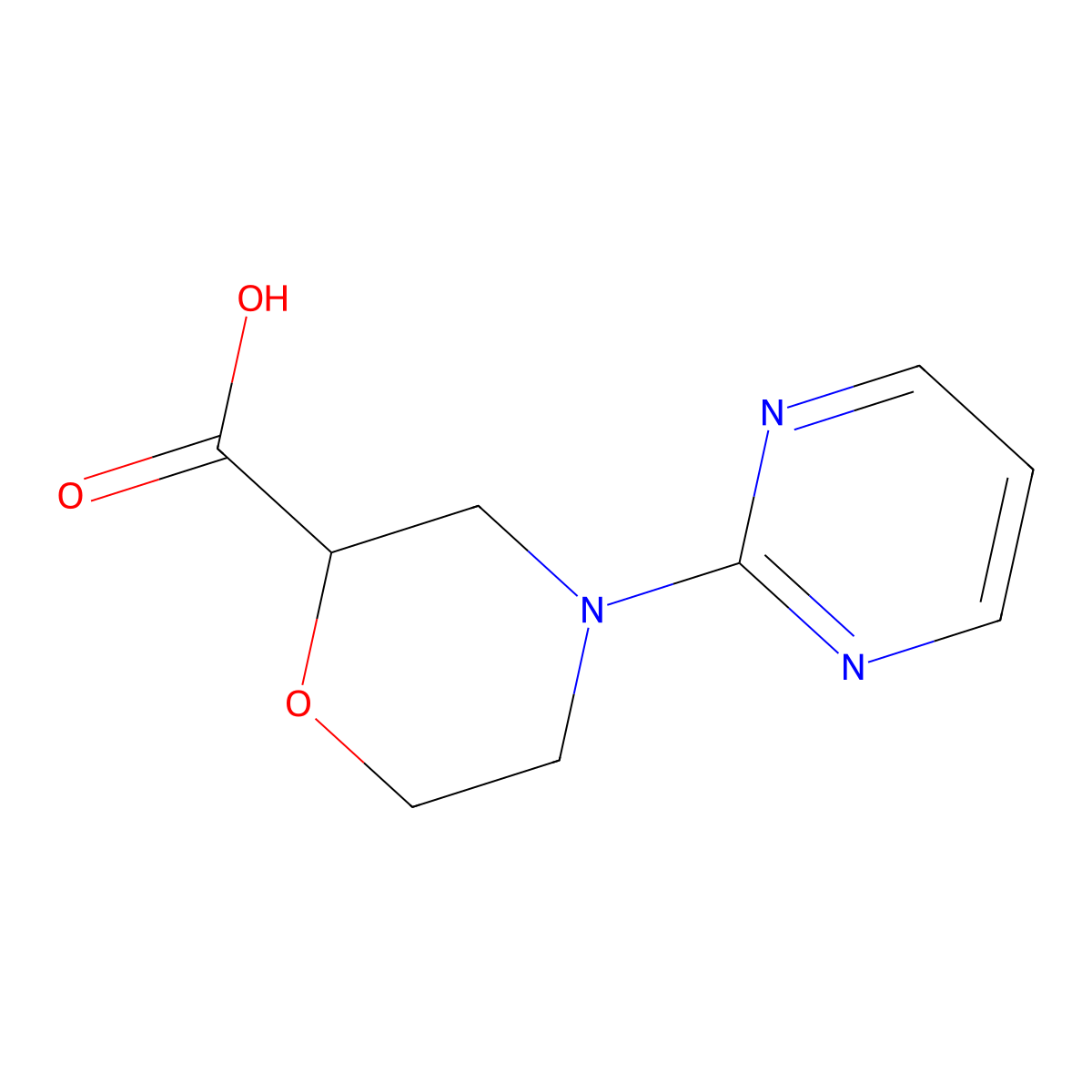 4-(Pyrimidin-2-yl)morpholine-2-carboxylic acid molecular structure, CAS 1249103-94-3