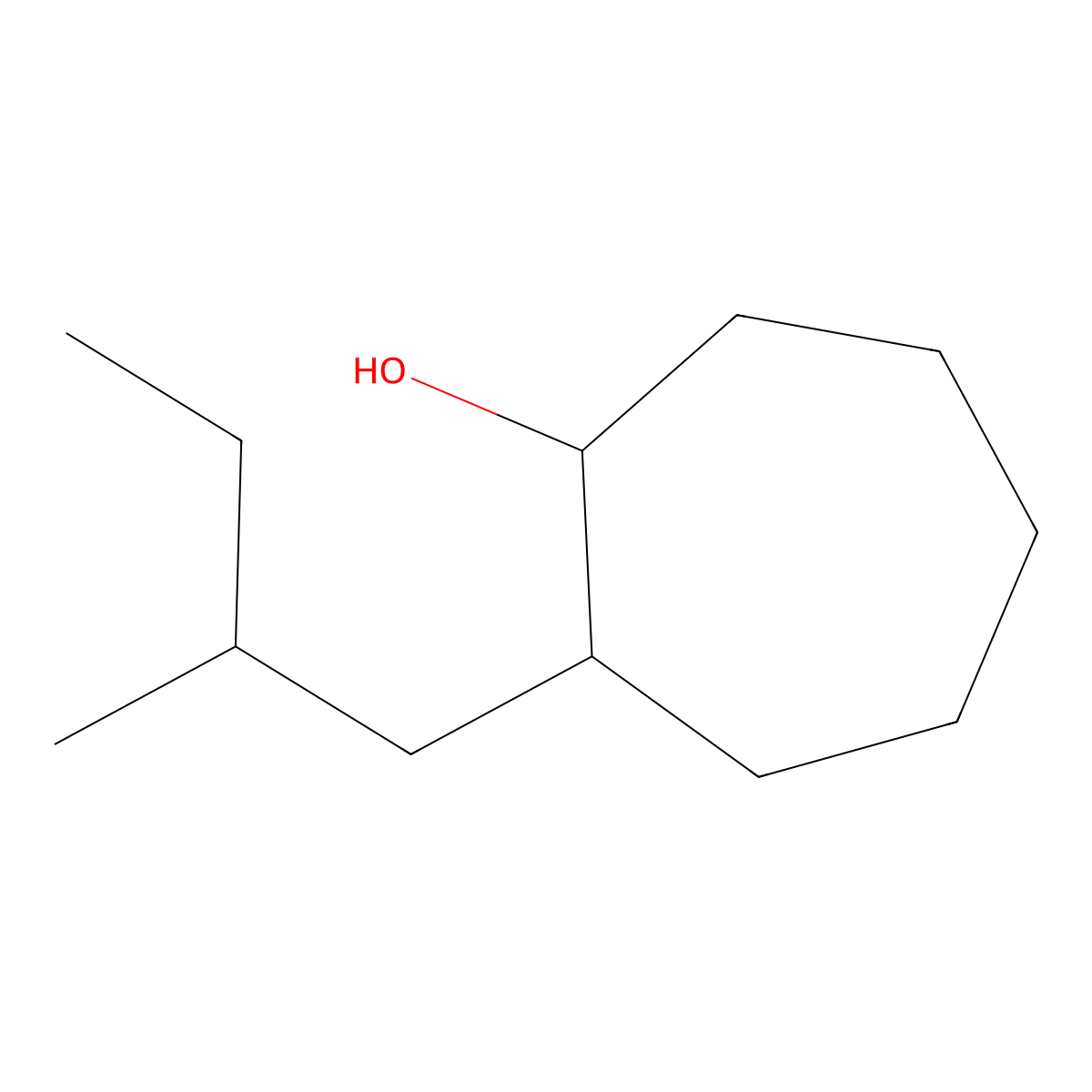 2-(2-Methylbutyl)cycloheptan-1-ol molecular structure, CAS 1249107-74-1
