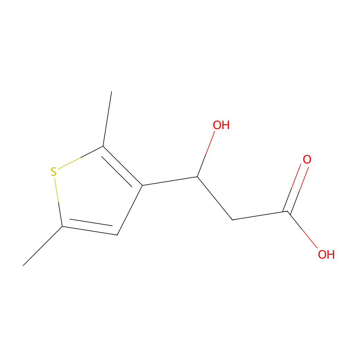 3-(2,5-Dimethylthiophen-3-yl)-3-hydroxypropanoic acid molecular structure, CAS 1249108-61-9