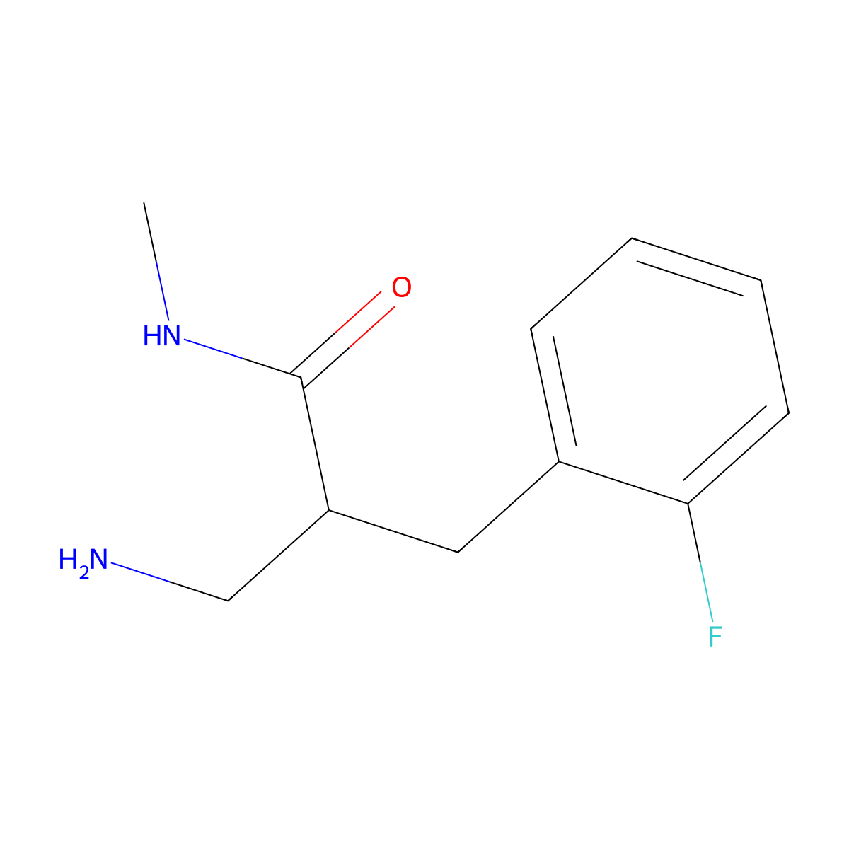 3-amino-2-[(2-fluorophenyl)methyl]-N-methylpropanamide molecular structure, CAS 1249110-59-5