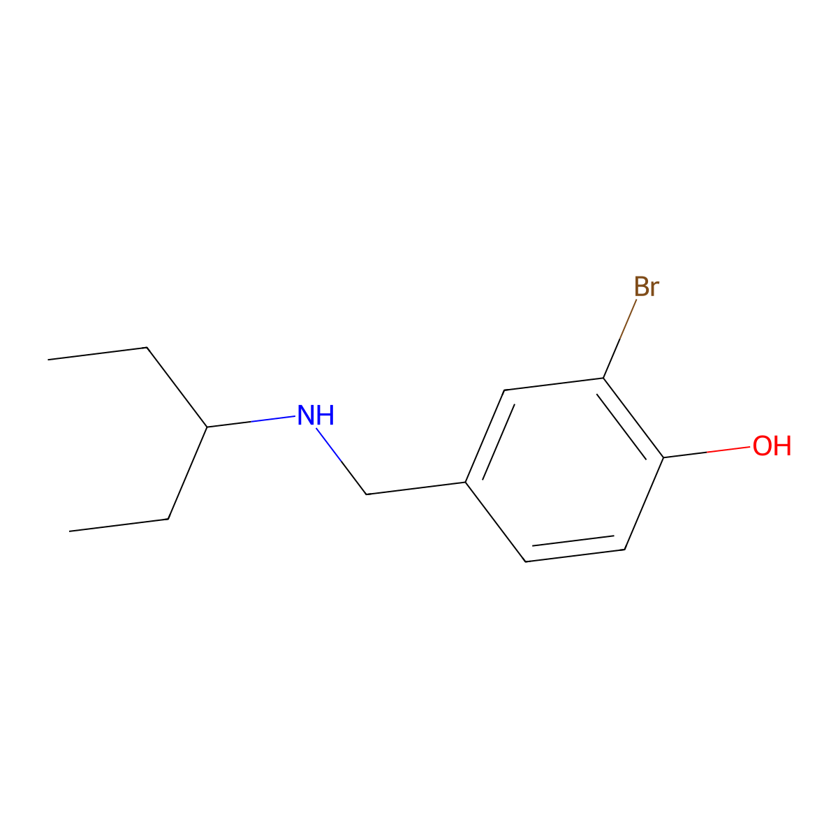 2-Bromo-4-{[(pentan-3-yl)amino]methyl}phenol molecular structure, CAS 1249112-93-3