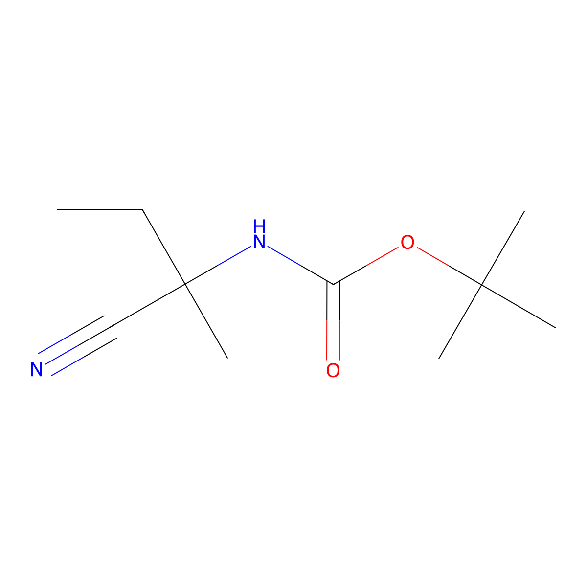 tert-butyl N-(1-cyano-1-methylpropyl)carbamate molecular structure, CAS 1249116-40-2