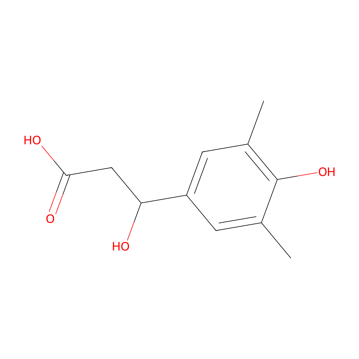 3-Hydroxy-3-(4-hydroxy-3,5-dimethylphenyl)propanoic acid molecular structure, CAS 1249121-07-0