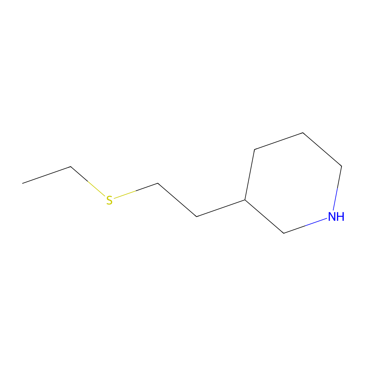 3-(2-(Ethylthio)ethyl)piperidine molecular structure, CAS 1249122-86-8