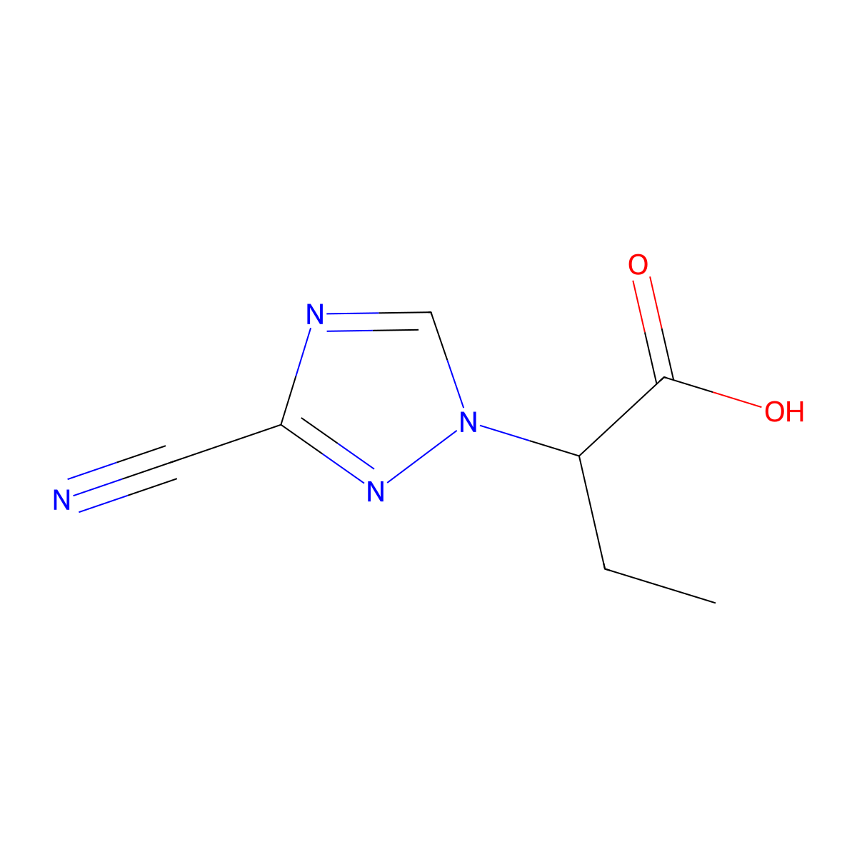 2-(3-cyano-1H-1,2,4-triazol-1-yl)butanoic acid molecular structure, CAS 1249125-02-7