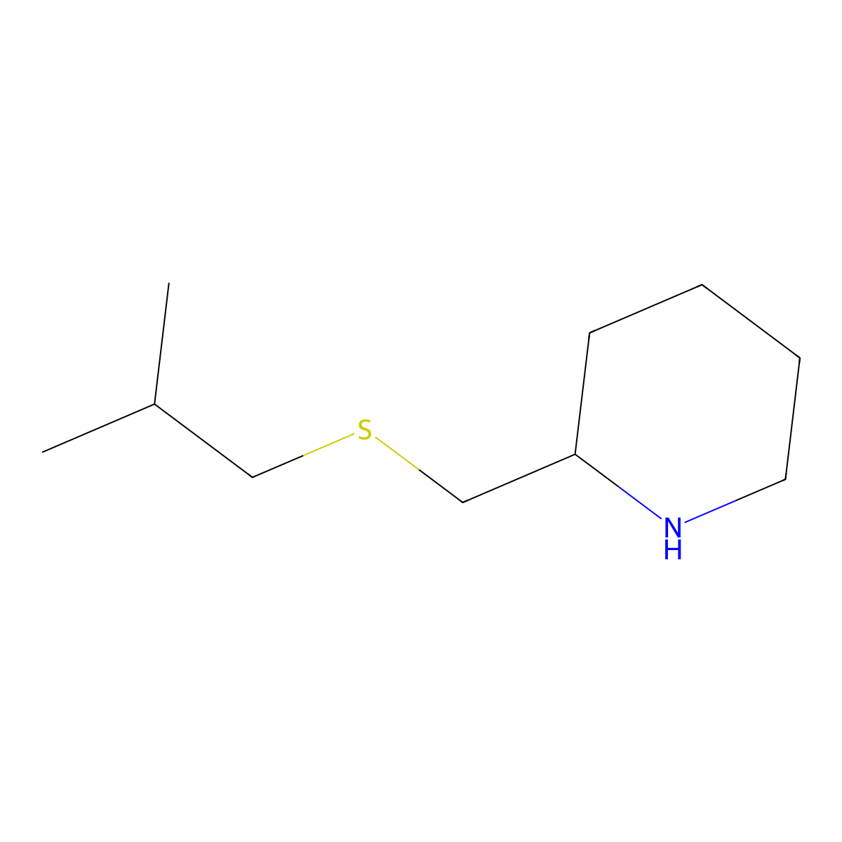2-{[(2-Methylpropyl)sulfanyl]methyl}piperidine molecular structure, CAS 1249127-81-8