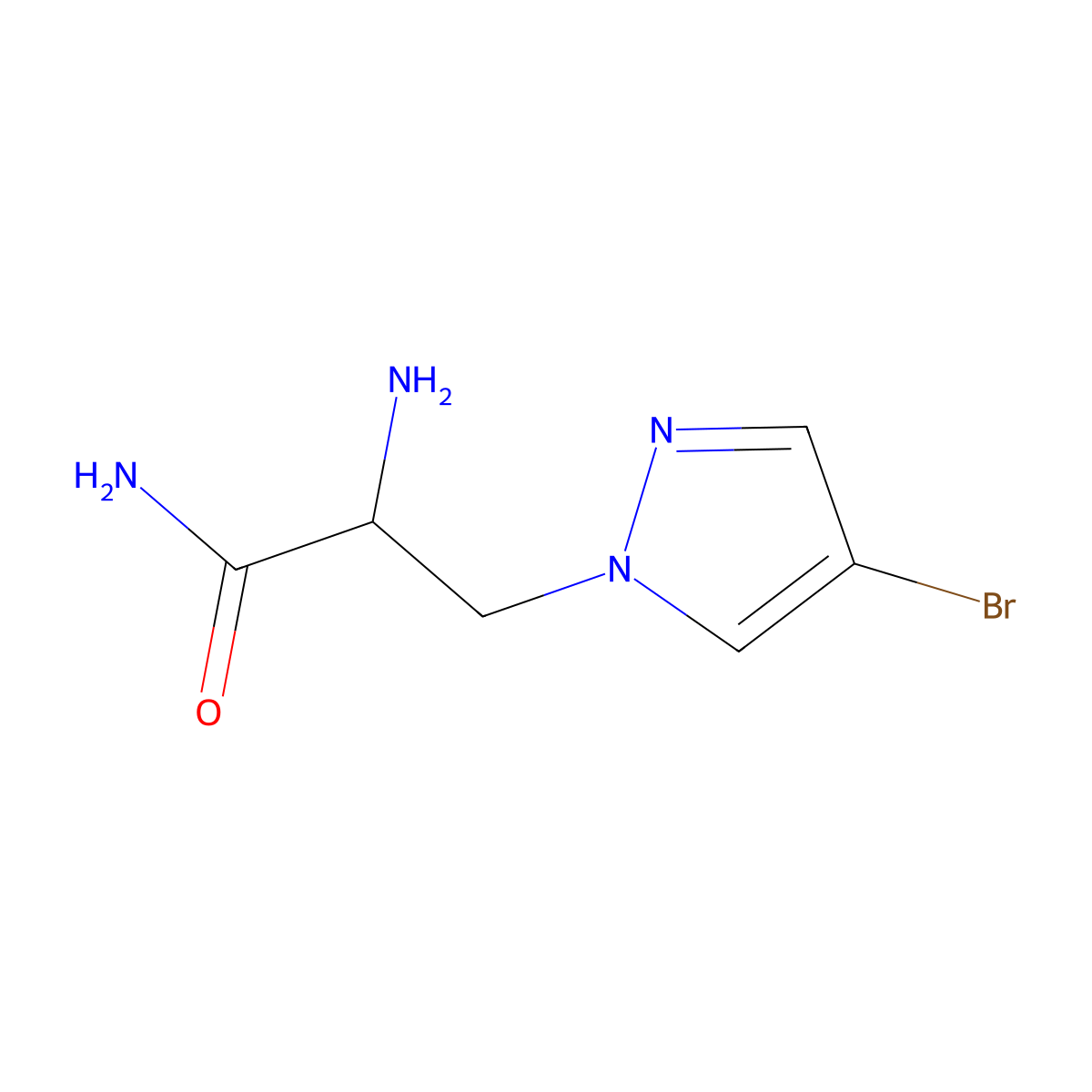 2-Amino-3-(4-bromo-1H-pyrazol-1-YL)propanamide molecular structure, CAS 1249128-82-2