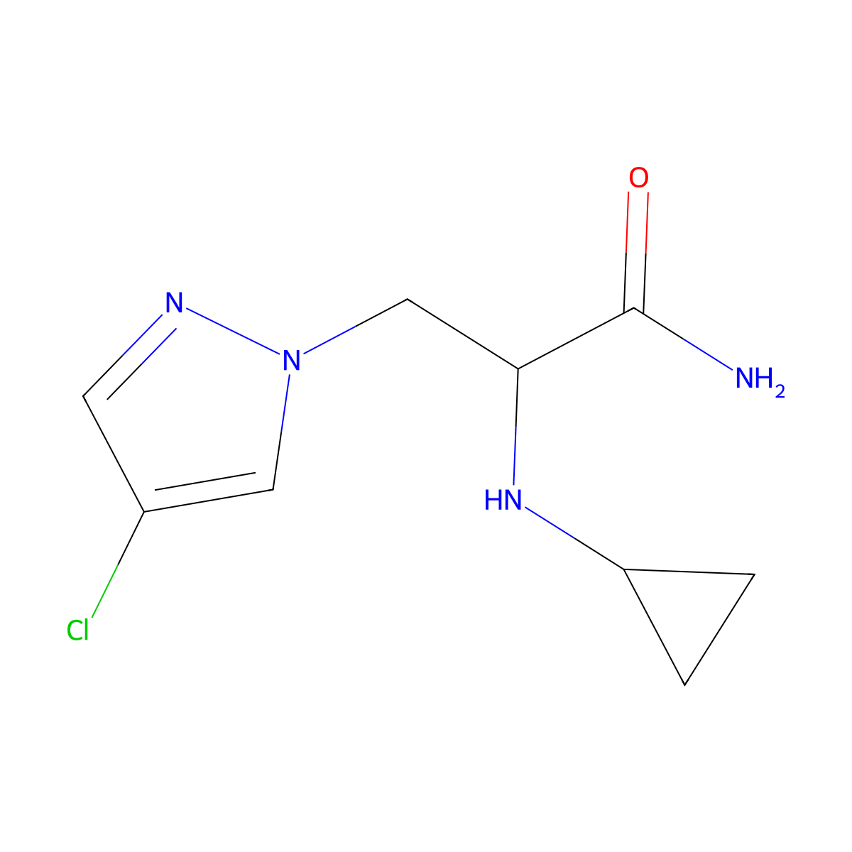 3-(4-Chloro-1h-pyrazol-1-yl)-2-(cyclopropylamino)propanamide molecular structure, CAS 1249132-87-3