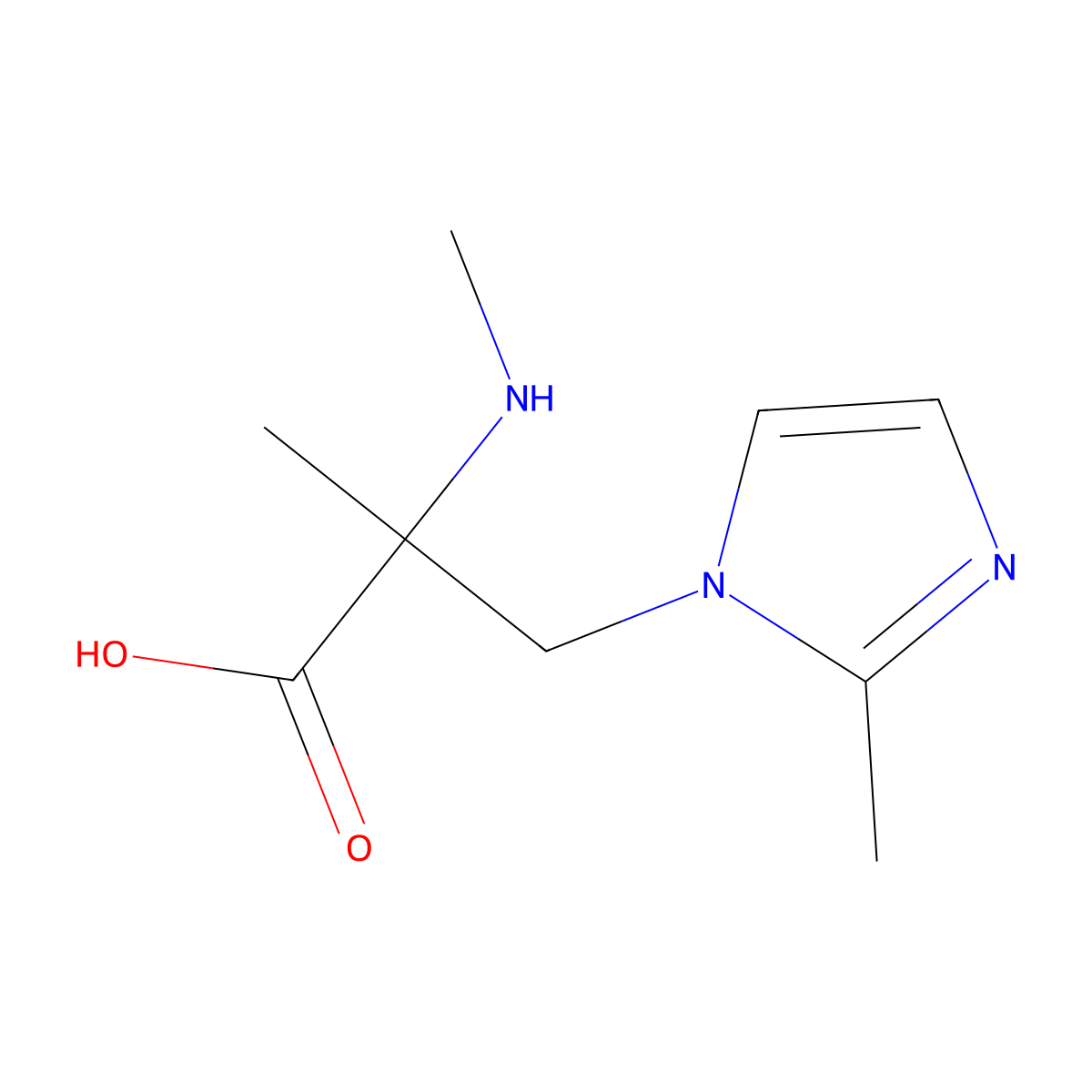 2-Methyl-3-(2-methyl-1h-imidazol-1-yl)-2-(methylamino)propanoic acid molecular structure, CAS 1249134-44-8