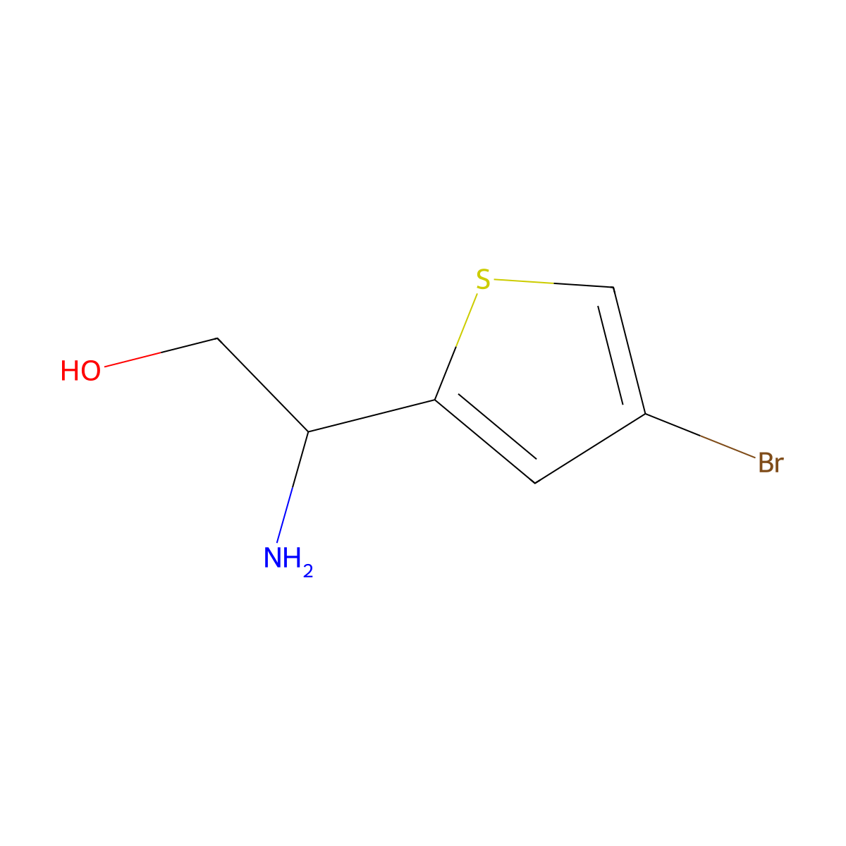 2-Amino-2-(4-bromothiophen-2-yl)ethan-1-ol molecular structure, CAS 1249135-04-3