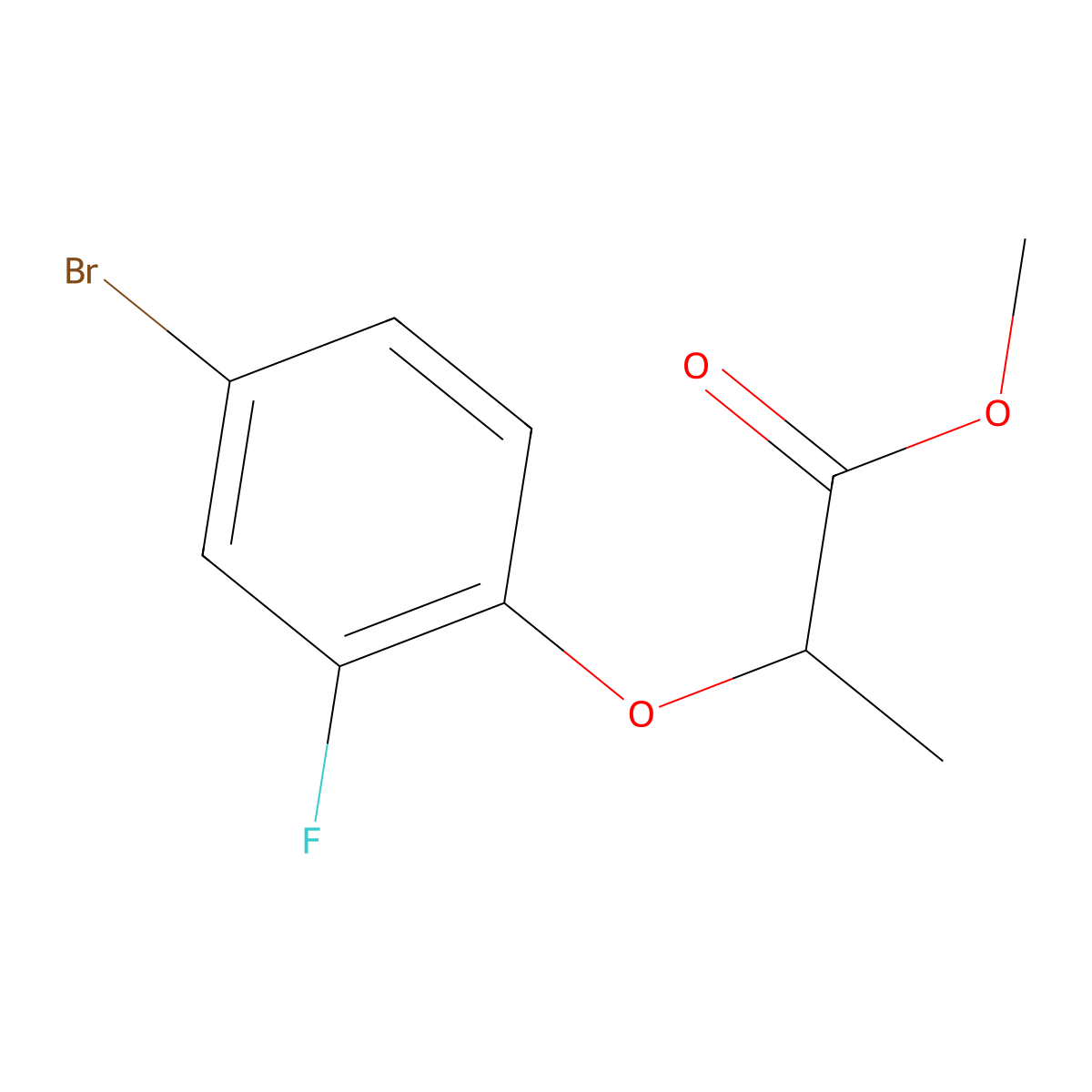 Methyl 2-(4-bromo-2-fluorophenoxy)propanoate molecular structure, CAS 1249138-93-9