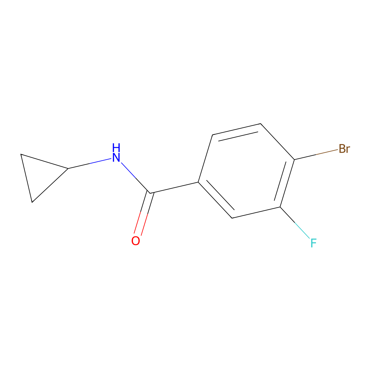 4-bromo-N-cyclopropyl-3-fluorobenzamide molecular structure, CAS 1249139-26-1