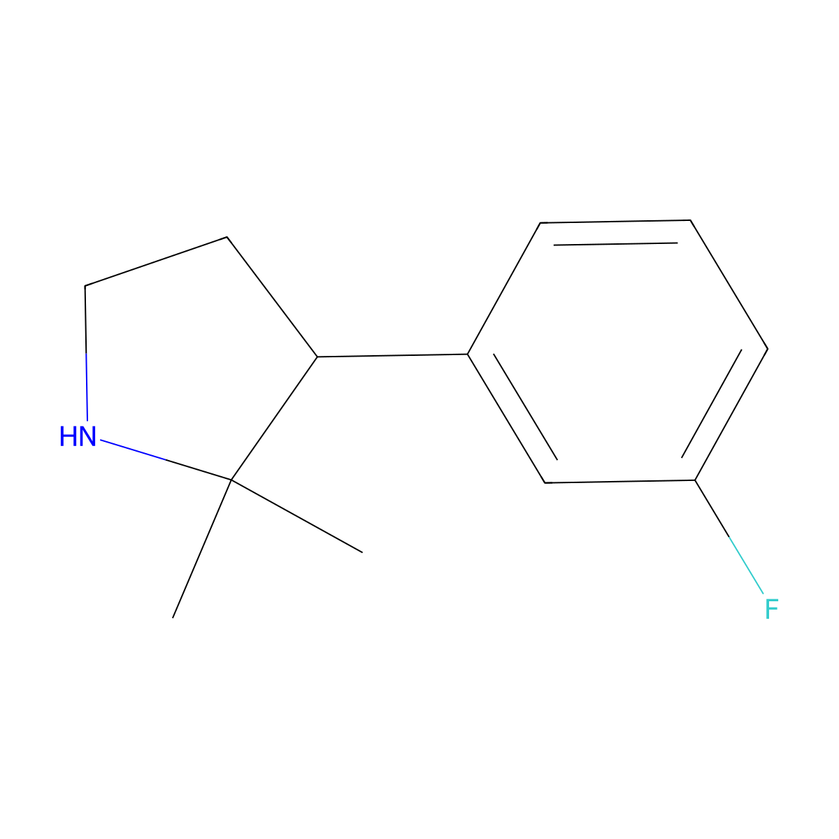 3-(3-Fluorophenyl)-2,2-dimethylpyrrolidine molecular structure, CAS 1249142-99-1
