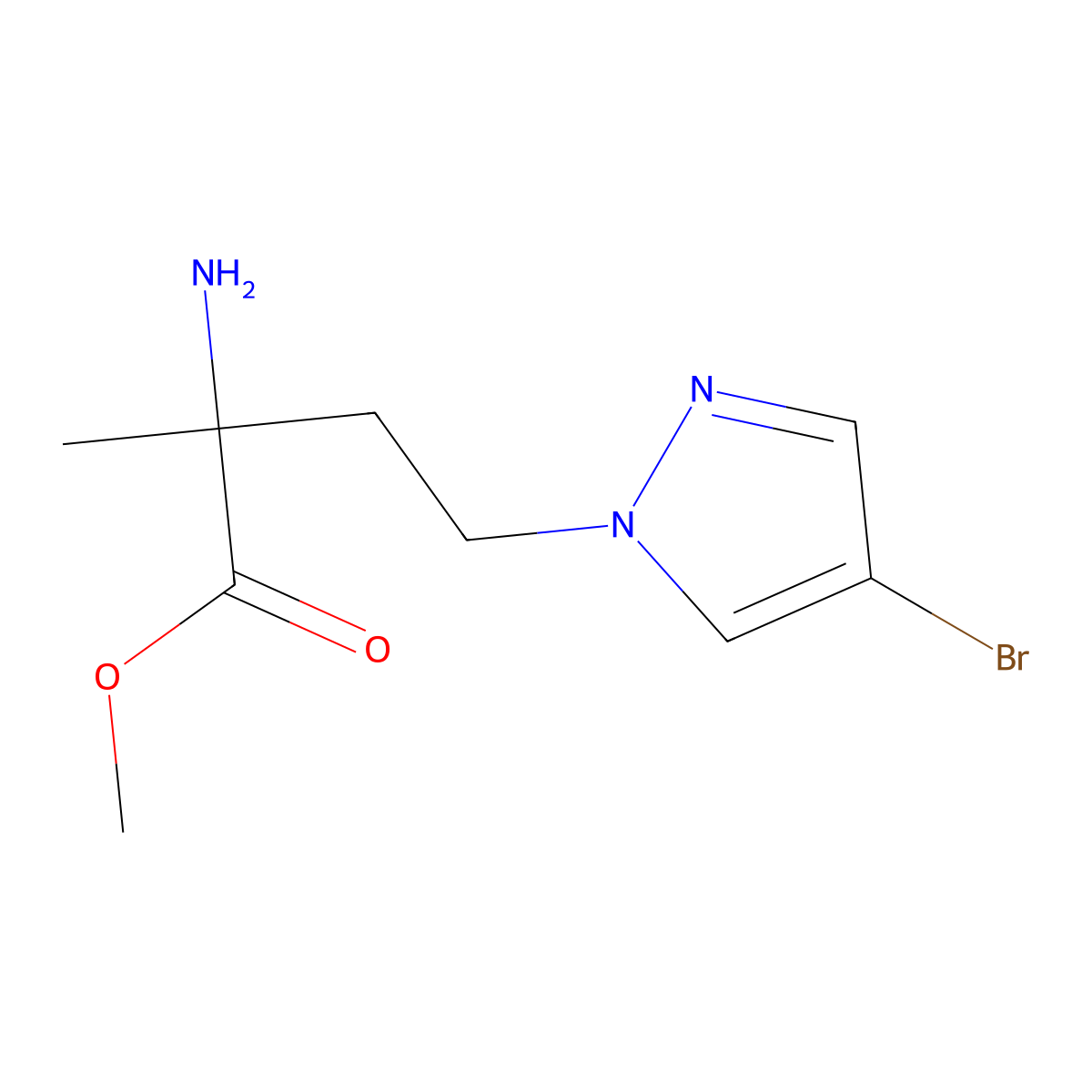 Methyl 2-amino-4-(4-bromo-1h-pyrazol-1-yl)-2-methylbutanoate molecular structure, CAS 1249143-31-4
