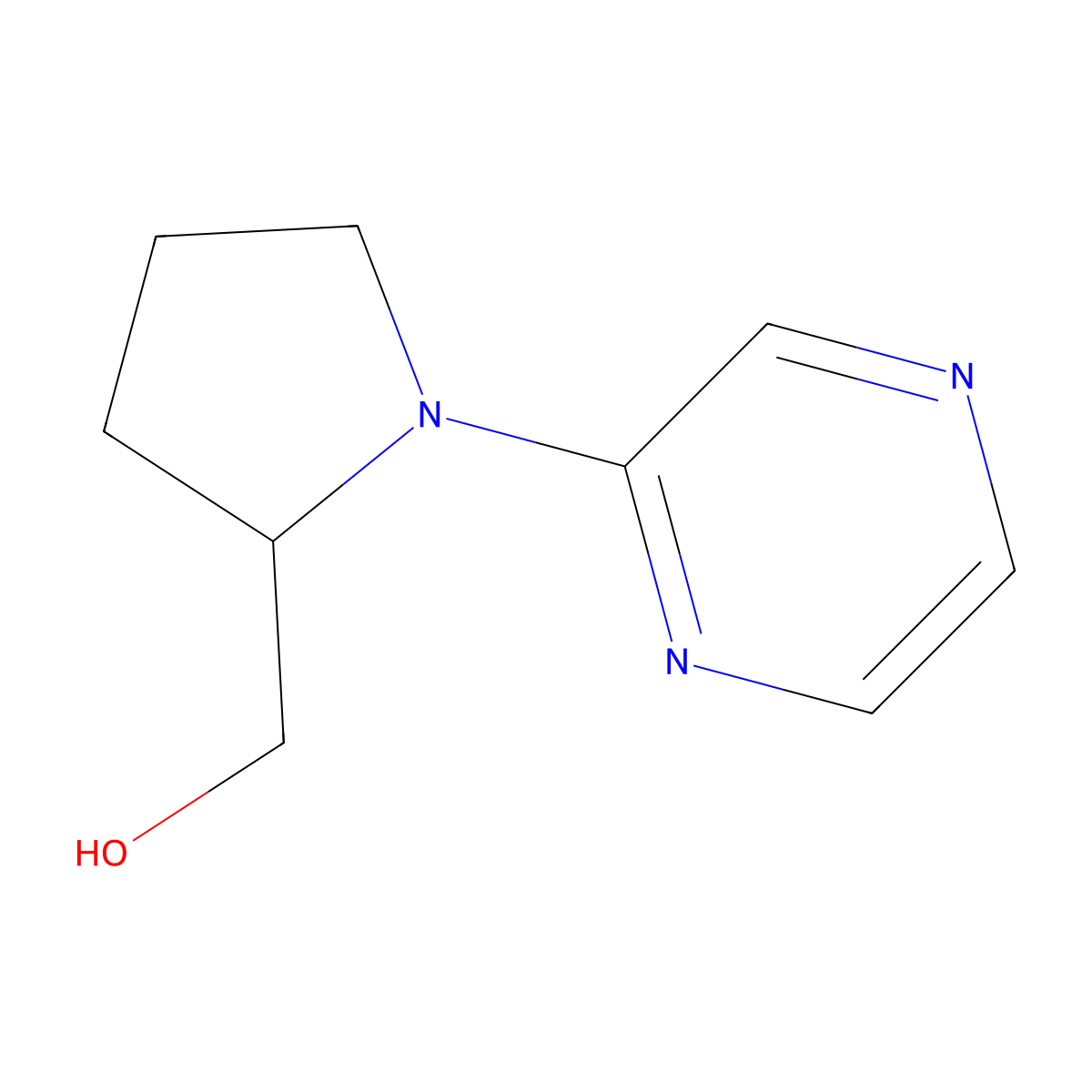 (1-(Pyrazin-2-yl)pyrrolidin-2-yl)methanol molecular structure, CAS 1249143-54-1