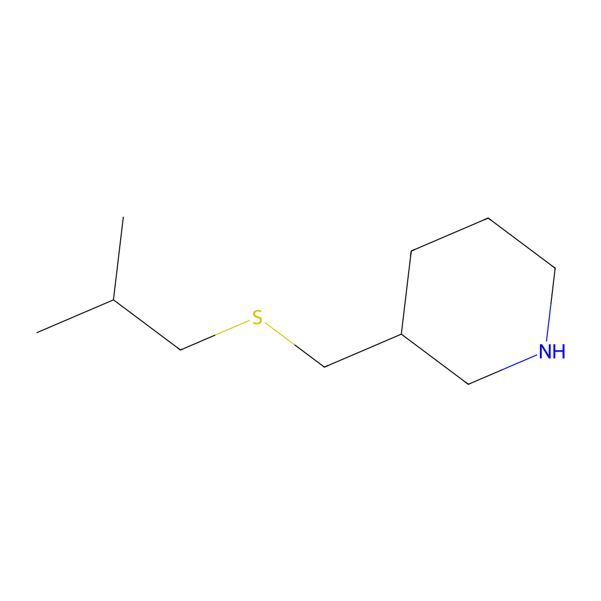 3-{[(2-Methylpropyl)sulfanyl]methyl}piperidine molecular structure, CAS 1249143-59-6