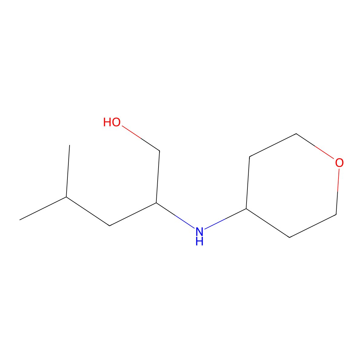 4-Methyl-2-[(oxan-4-yl)amino]pentan-1-ol molecular structure, CAS 1249143-85-8