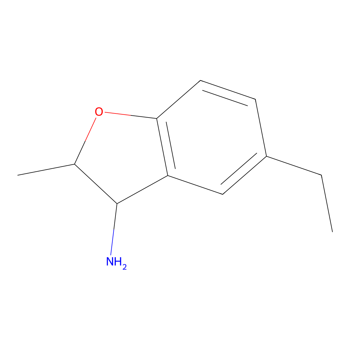 5-Ethyl-2-methyl-2,3-dihydro-1-benzofuran-3-amine molecular structure, CAS 1249143-93-8