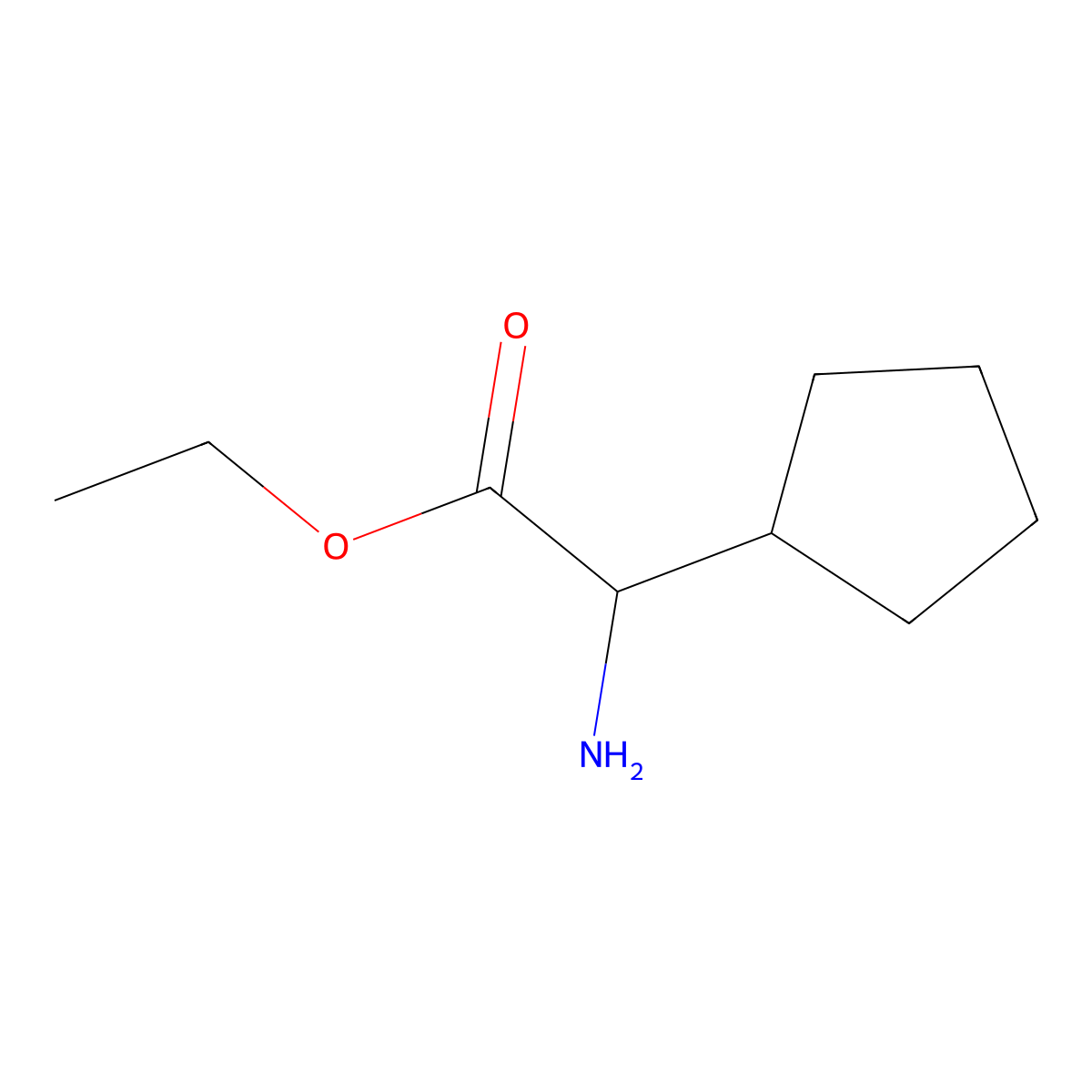 Ethyl 2-amino-2-cyclopentylacetate molecular structure, CAS 1249145-43-4