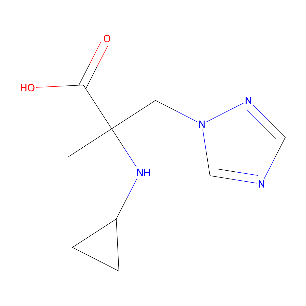 2-(Cyclopropylamino)-2-methyl-3-(1h-1,2,4-triazol-1-yl)propanoic acid molecular structure, CAS 1249148-98-8