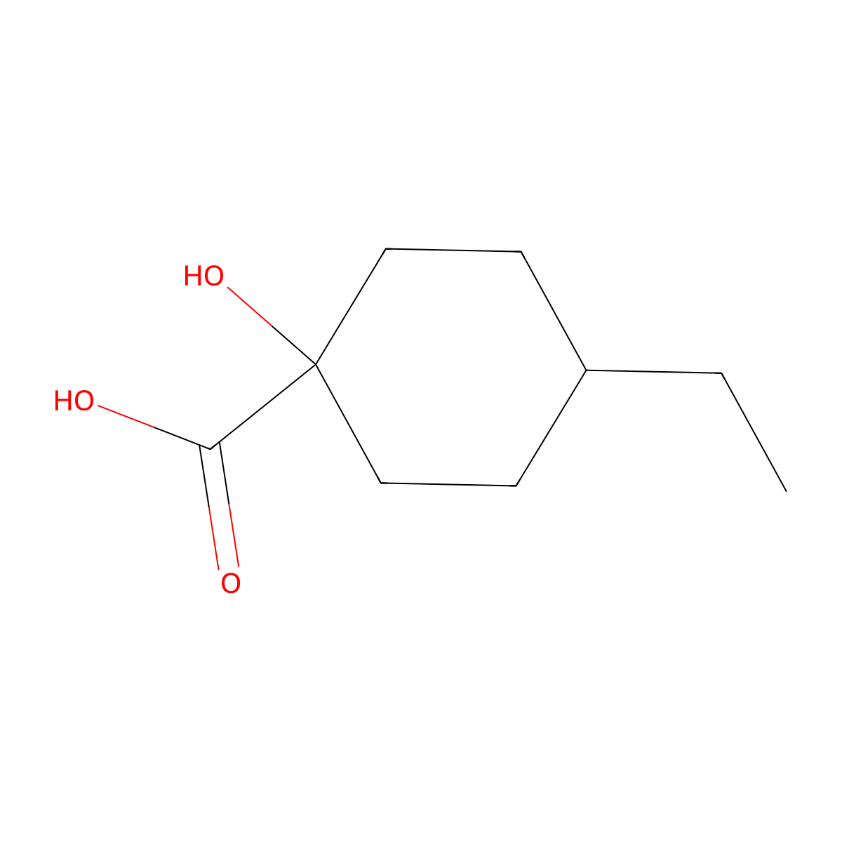 4-Ethyl-1-hydroxycyclohexane-1-carboxylic acid molecular structure, CAS 1249152-87-1