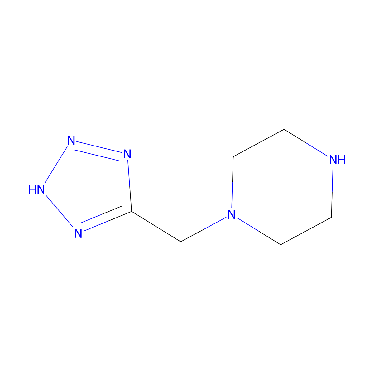 1-[(1H-1,2,3,4-tetrazol-5-yl)methyl]piperazine molecular structure, CAS 1249154-10-6