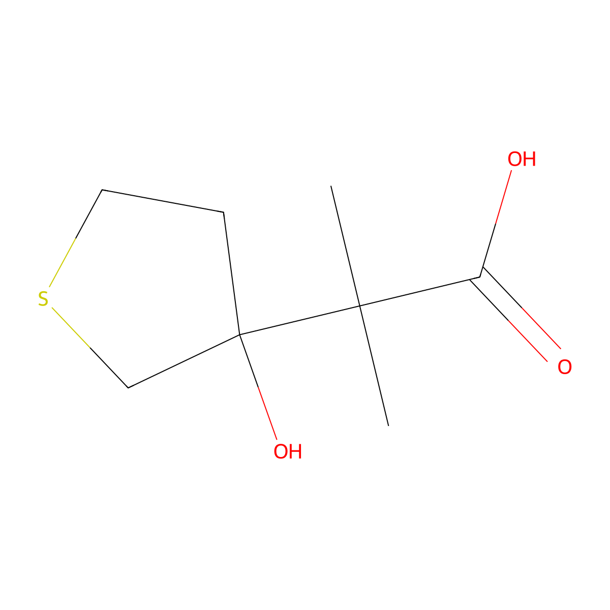 2-(3-Hydroxythiolan-3-yl)-2-methylpropanoic acid molecular structure, CAS 1249155-41-6