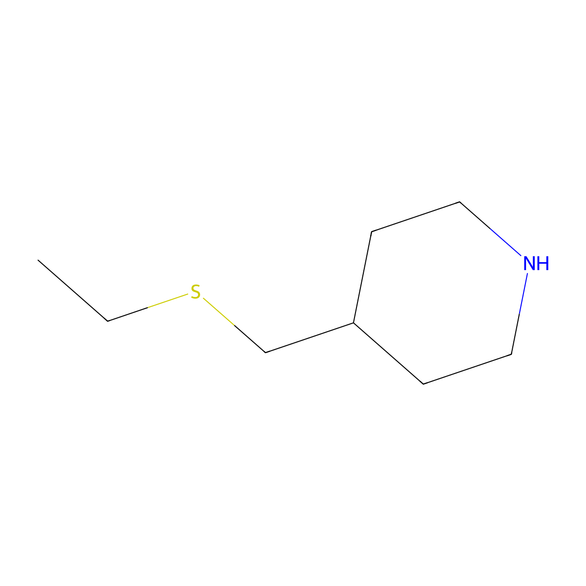 4-[(Ethylsulfanyl)methyl]piperidine molecular structure, CAS 1249157-25-2