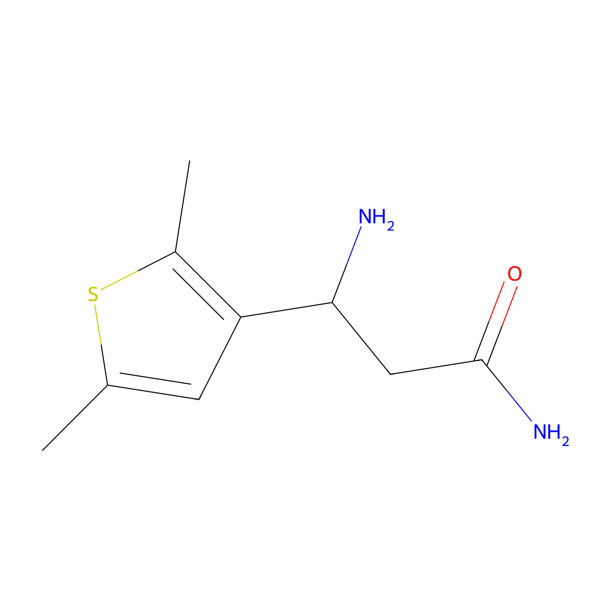 3-Amino-3-(2,5-dimethylthiophen-3-yl)propanamide molecular structure, CAS 1249159-67-8