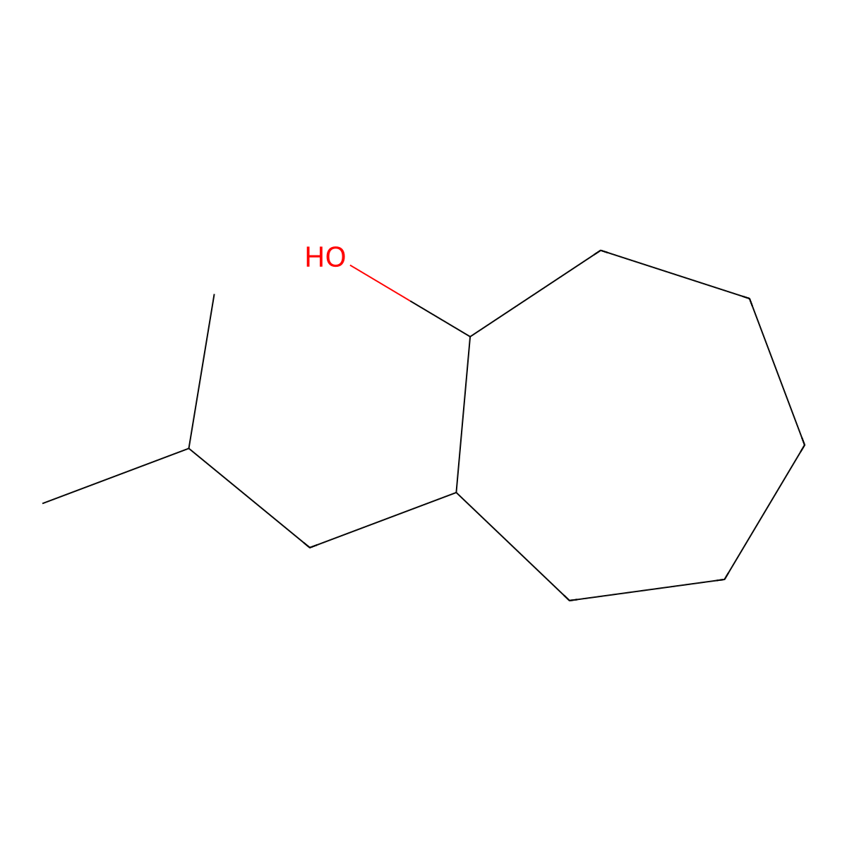 2-(2-Methylpropyl)cycloheptan-1-ol molecular structure, CAS 1249162-06-8