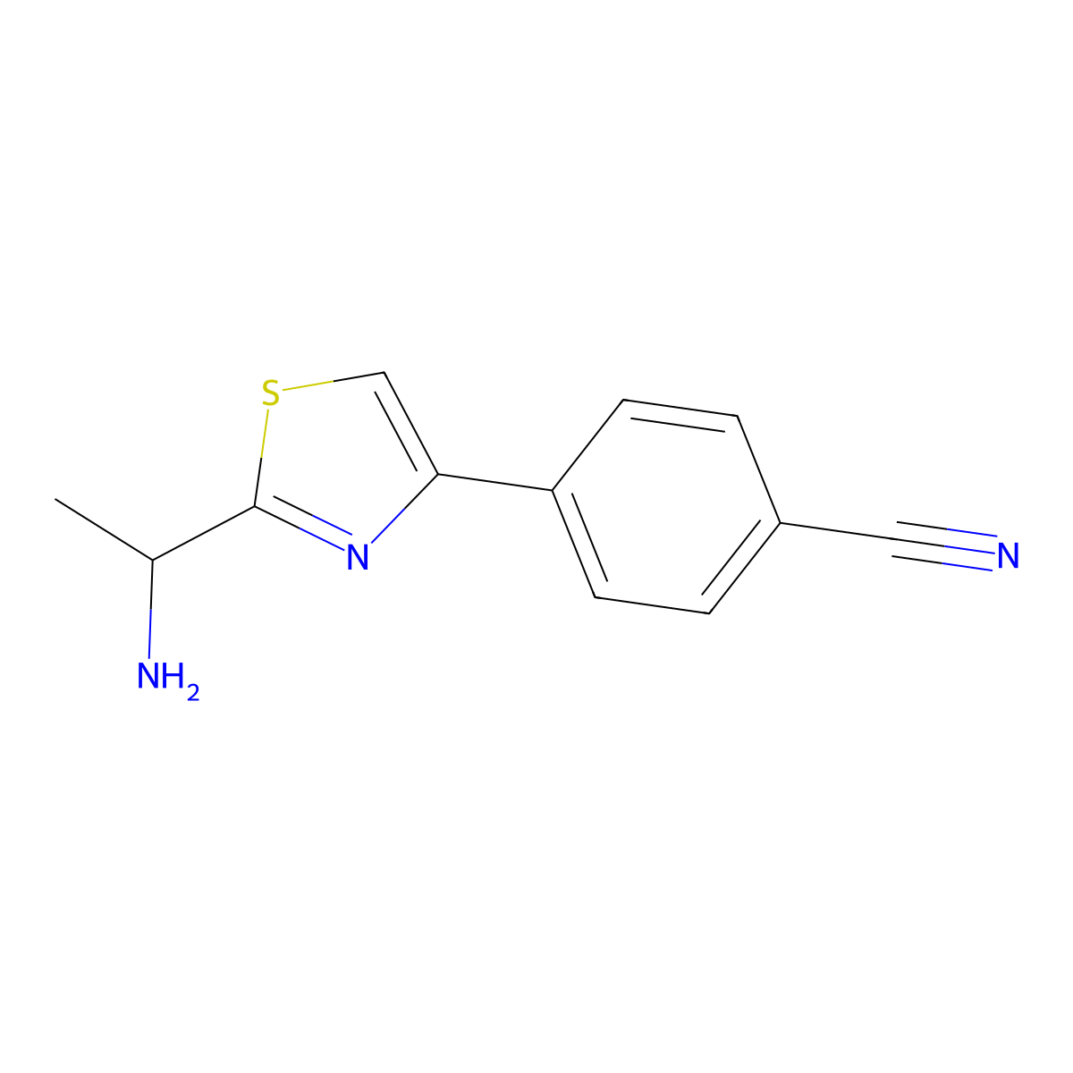 4-[2-(1-Aminoethyl)-1,3-thiazol-4-yl]benzonitrile molecular structure, CAS 1249162-37-5