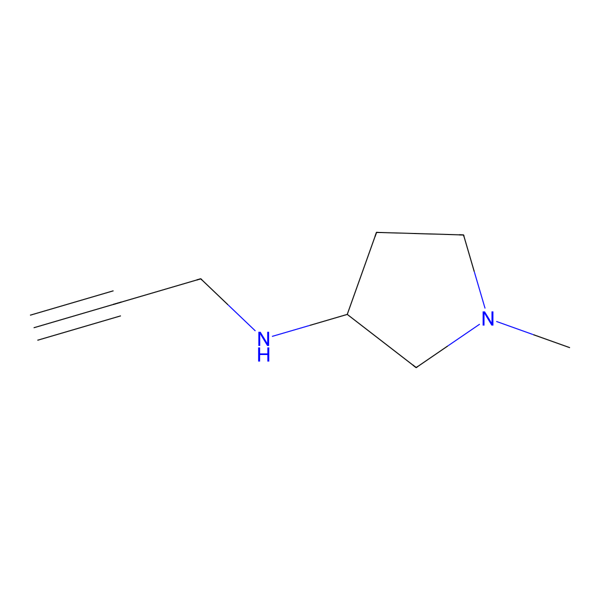 1-methyl-N-(prop-2-yn-1-yl)pyrrolidin-3-amine molecular structure, CAS 1249162-55-7