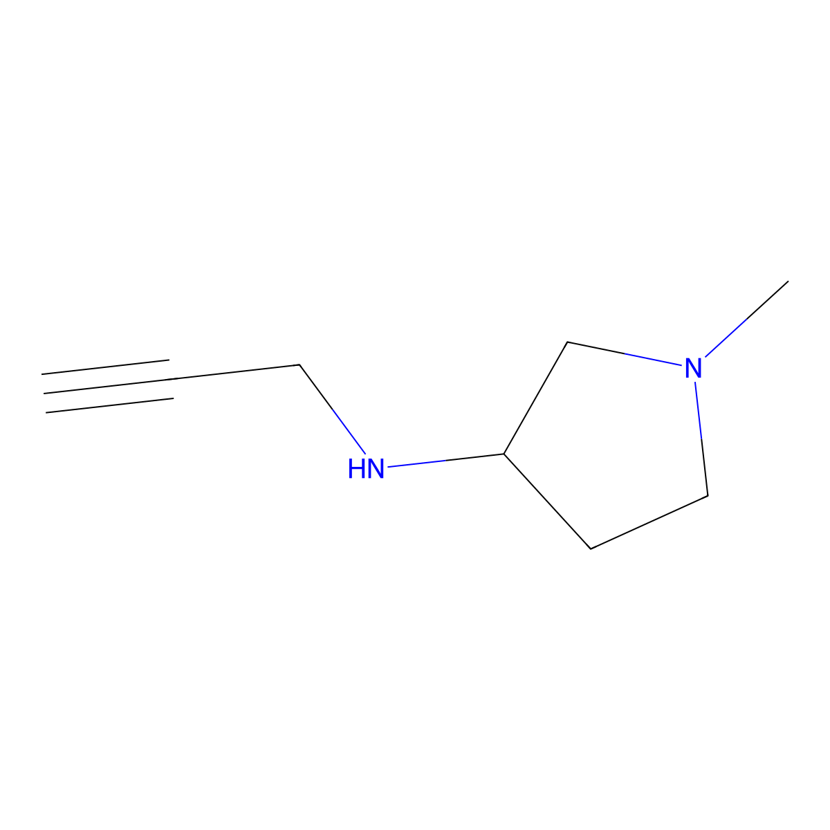 1-methyl-N-(prop-2-yn-1-yl)pyrrolidin-3-amine molecular structure, CAS 1249162-55-7