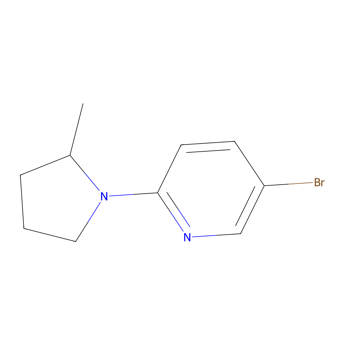 5-Bromo-2-(2-methylpyrrolidin-1-yl)pyridine molecular structure, CAS 1249163-90-3