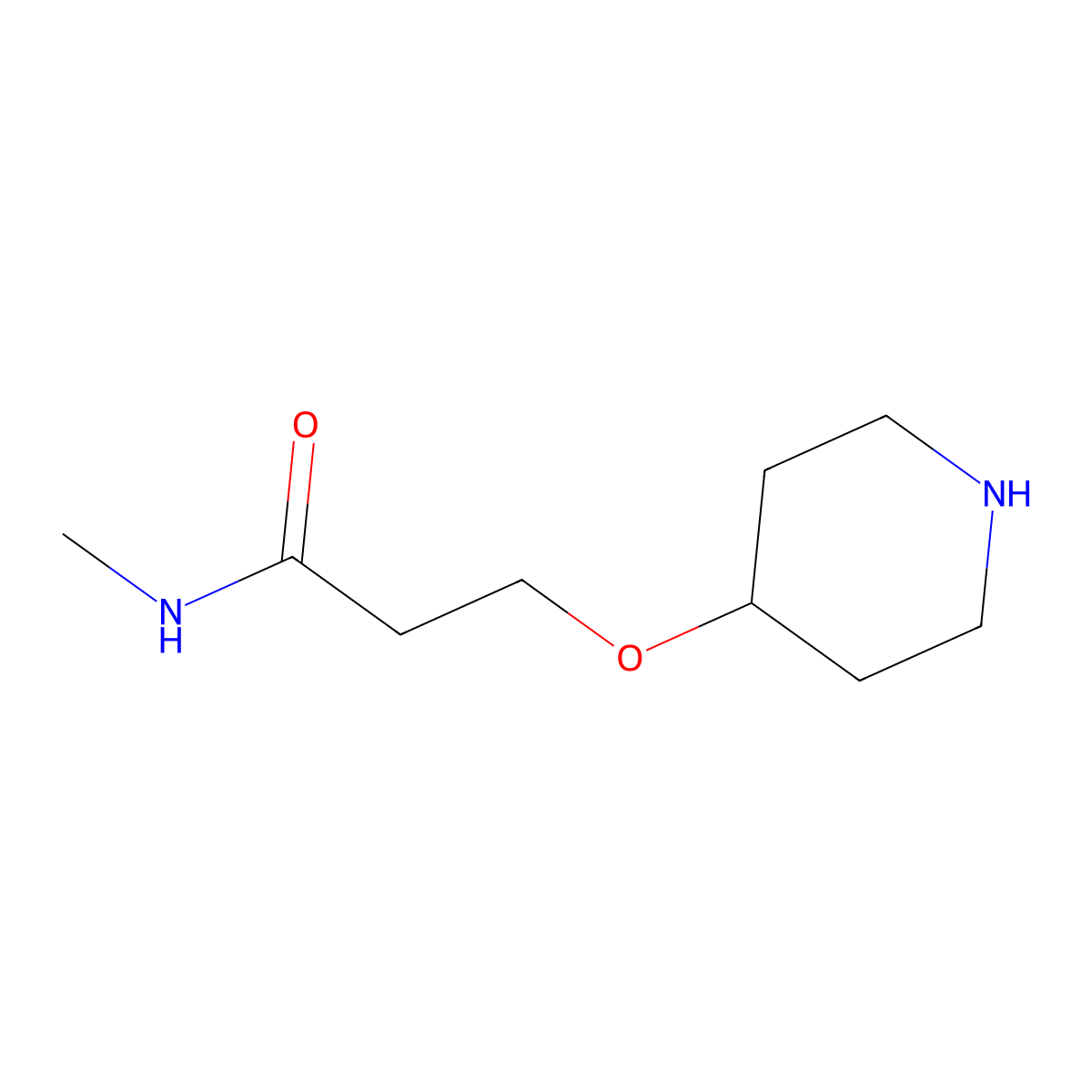 N-Methyl-3-(piperidin-4-yloxy)propanamide molecular structure, CAS 1249164-21-3