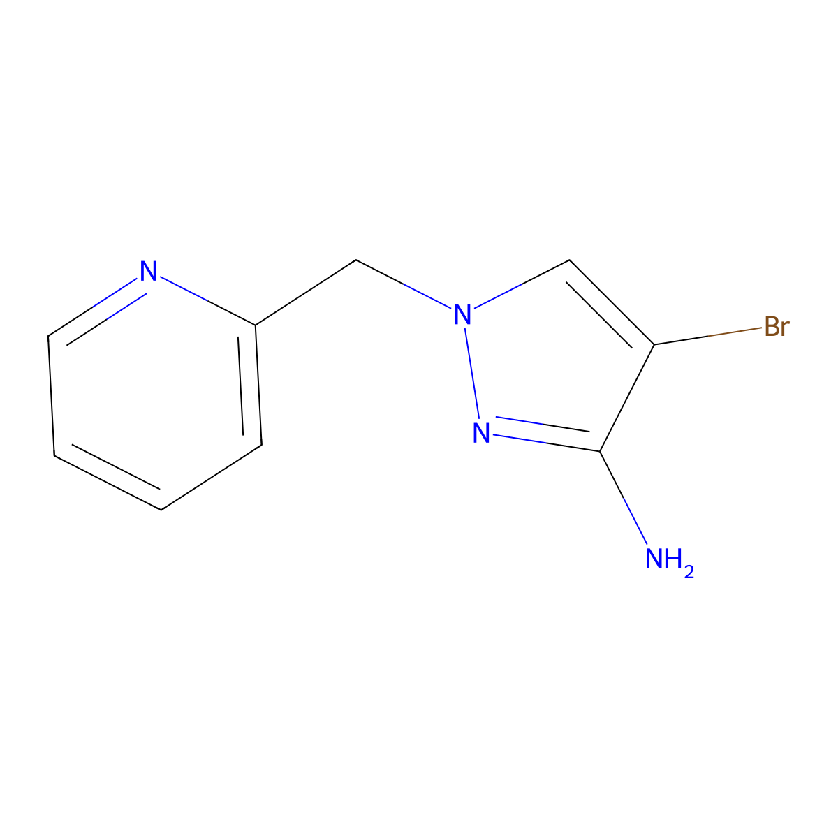 4-Bromo-1-(pyridin-2-ylmethyl)-1H-pyrazol-3-amine molecular structure, CAS 1249167-78-9