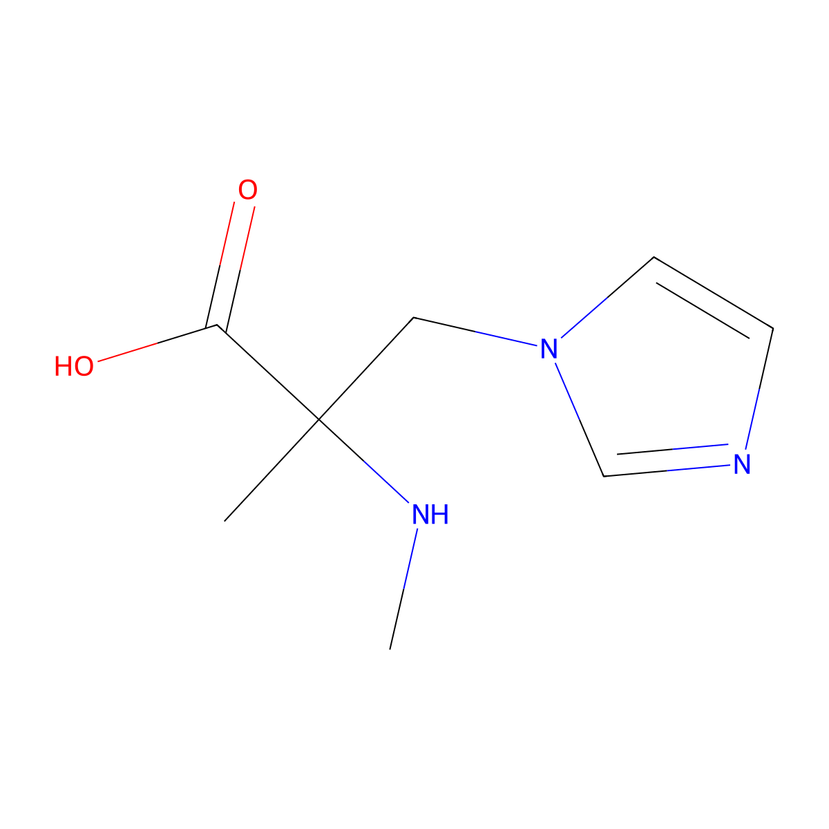 3-(1H-imidazol-1-yl)-2-methyl-2-(methylamino)propanoic acid molecular structure, CAS 1249167-94-9