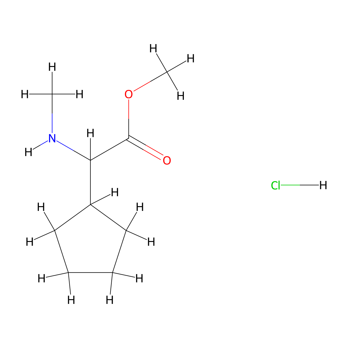 Methyl 2-cyclopentyl-2-(methylamino)acetate HCl molecular structure, CAS 1249168-94-2
