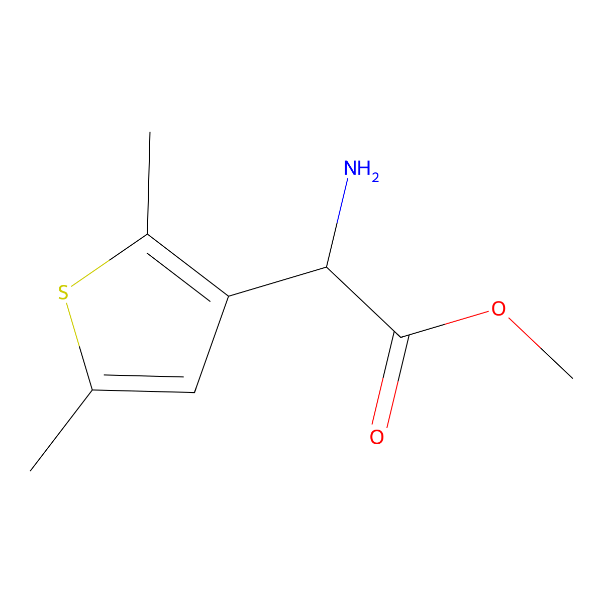 Methyl 2-amino-2-(2,5-dimethylthiophen-3-yl)acetate molecular structure, CAS 1249170-31-7