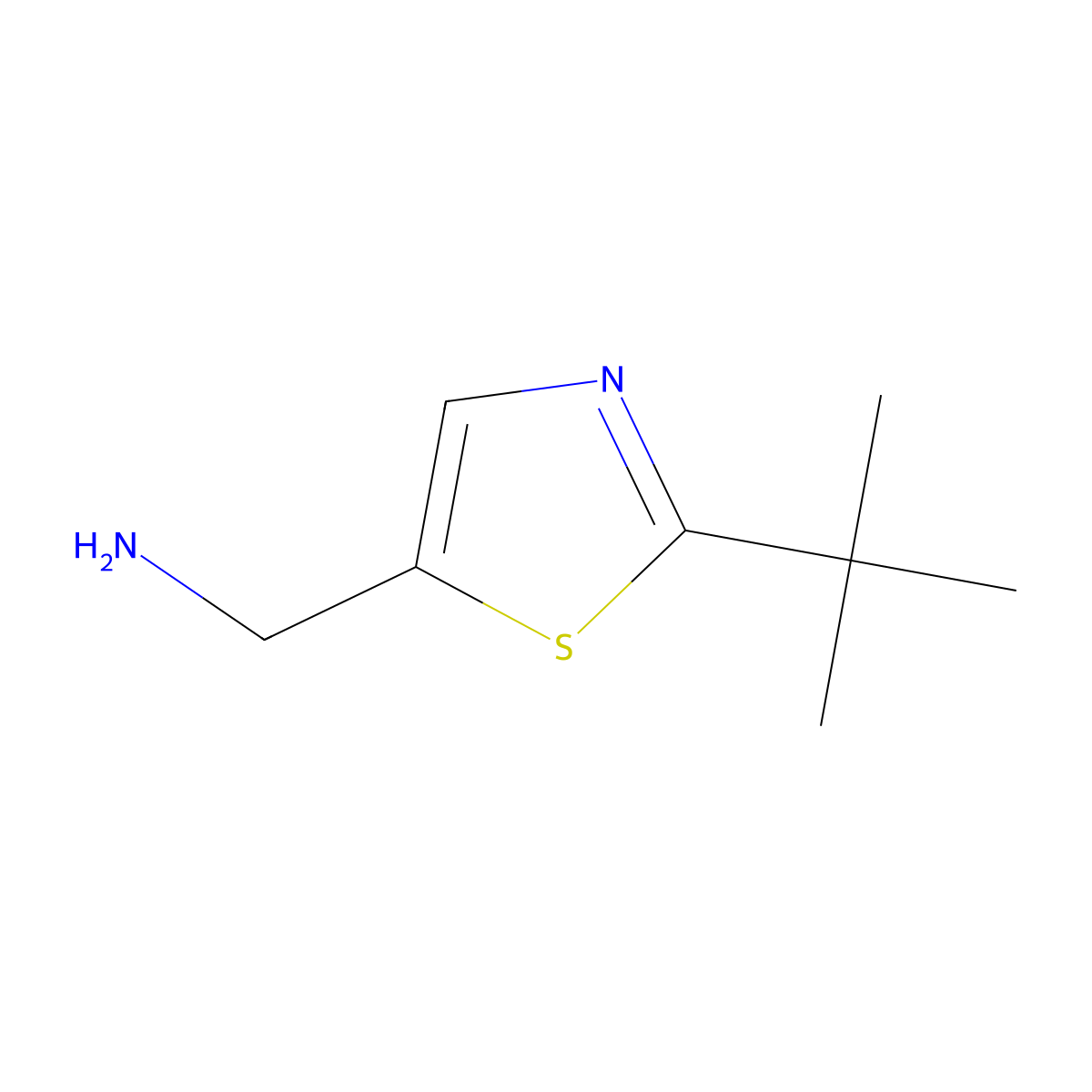 (2-(tert-Butyl)thiazol-5-yl)methanamine molecular structure, CAS 1249171-69-4