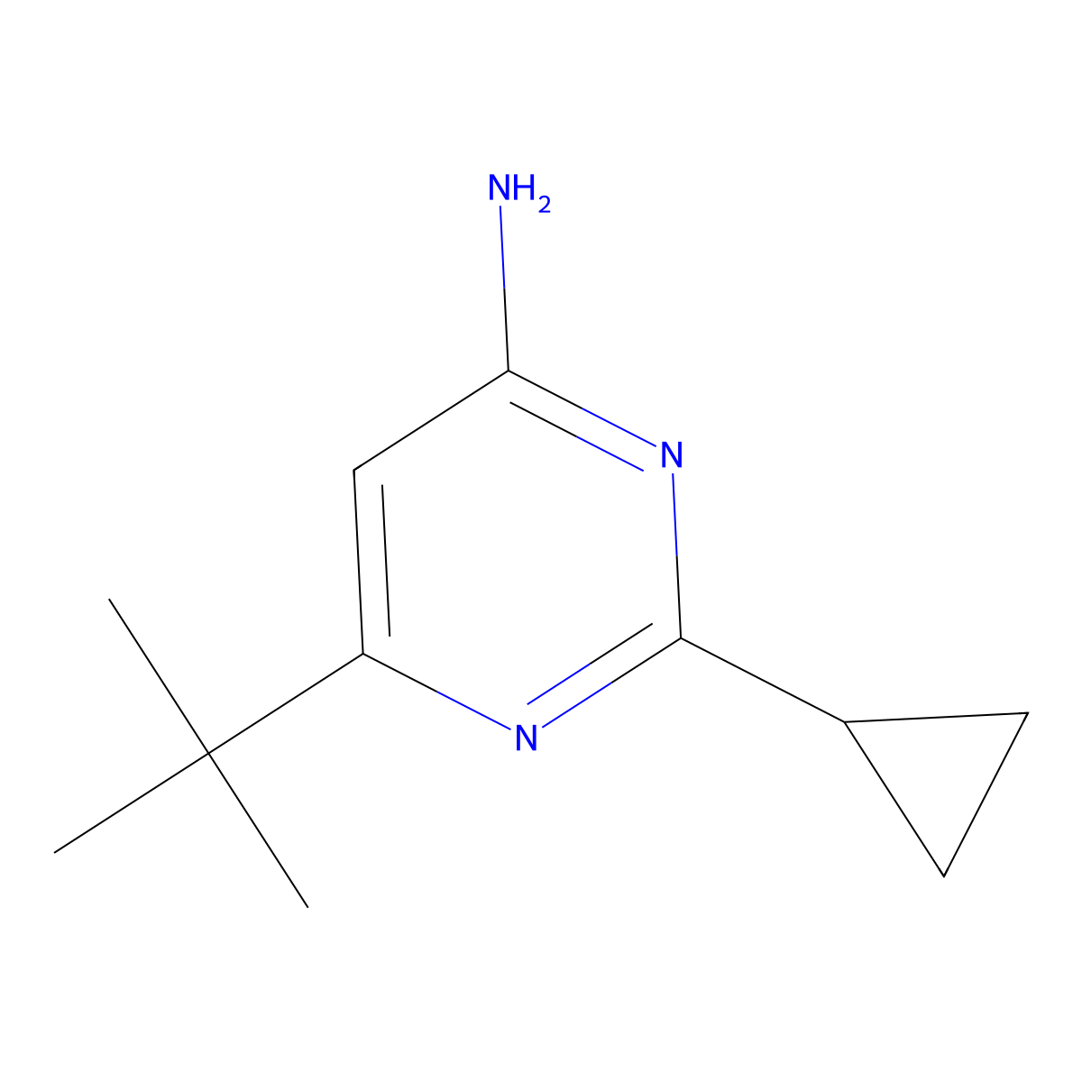 6-Tert-butyl-2-cyclopropylpyrimidin-4-amine molecular structure, CAS 1249172-82-4